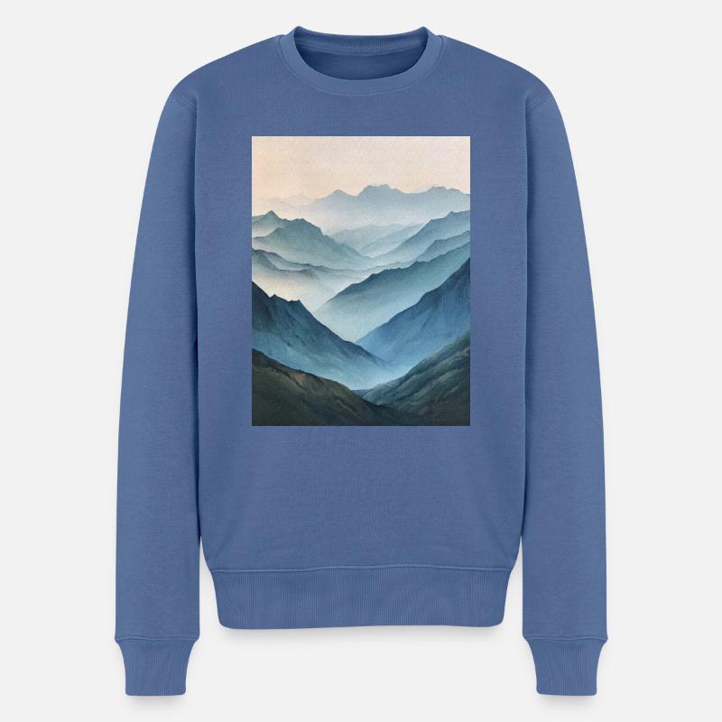 Poster Canvas Mountain 52 - Männer Premium Bio Pullover - Taubenblau