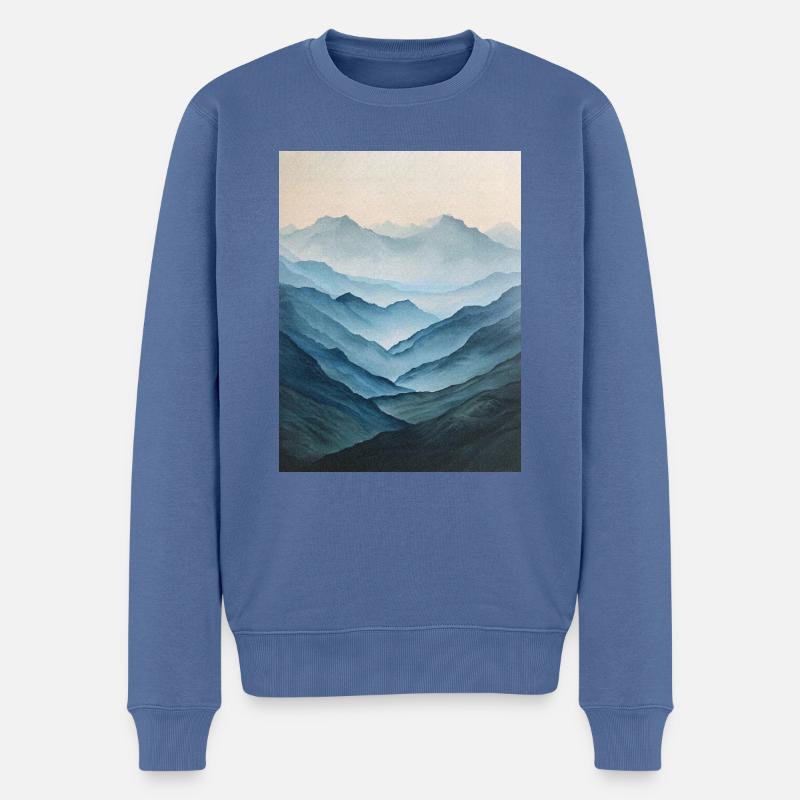 Poster Canvas Mountain 51 - Männer Premium Bio Pullover - Taubenblau