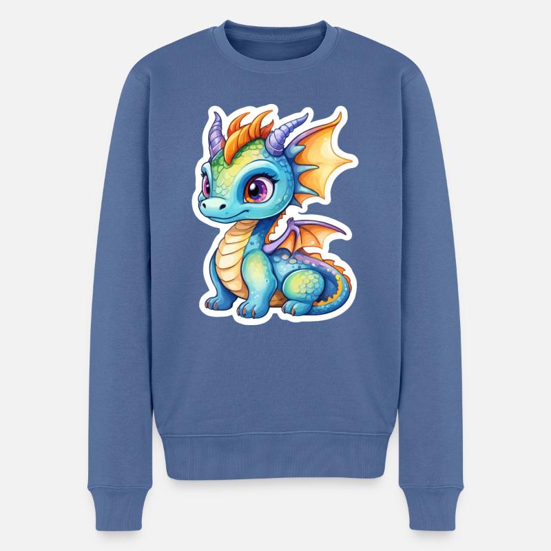 Aquarelles de dragon - Pull Premium bio Homme - bleu pigeon