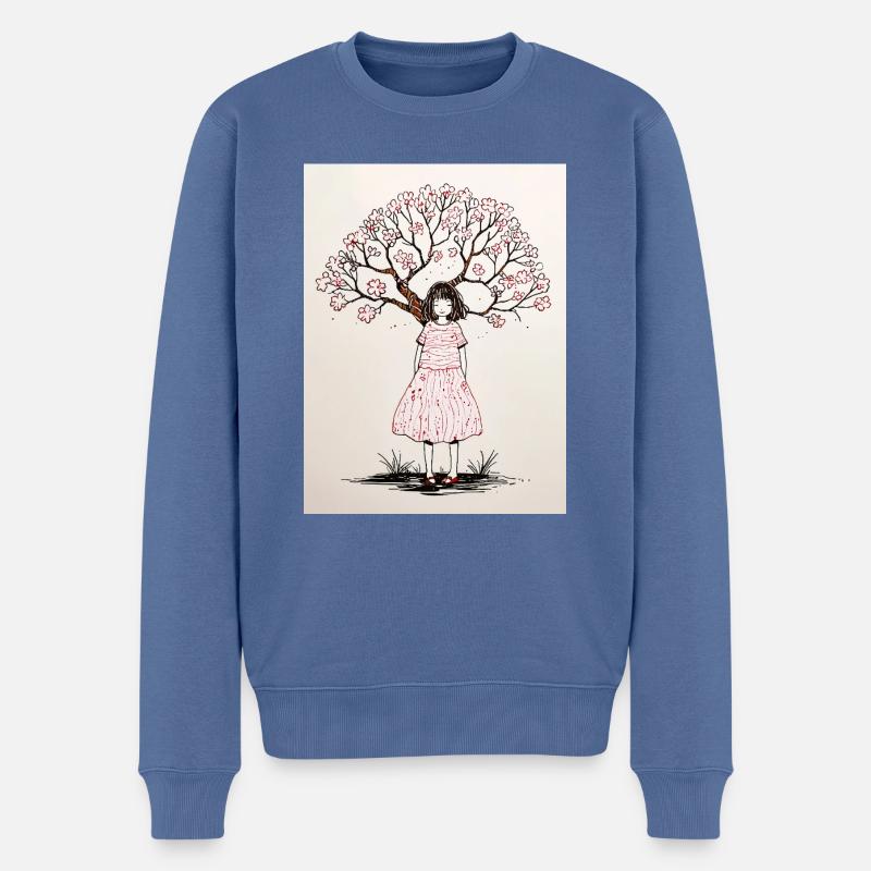 Blütenblatt geküsste Erinnerungen - Männer Premium Bio Pullover - Taubenblau