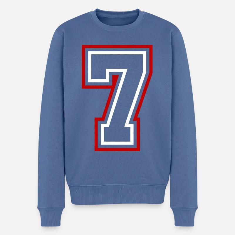 7 Numéro de numéro - Pull Premium bio Homme - bleu pigeon