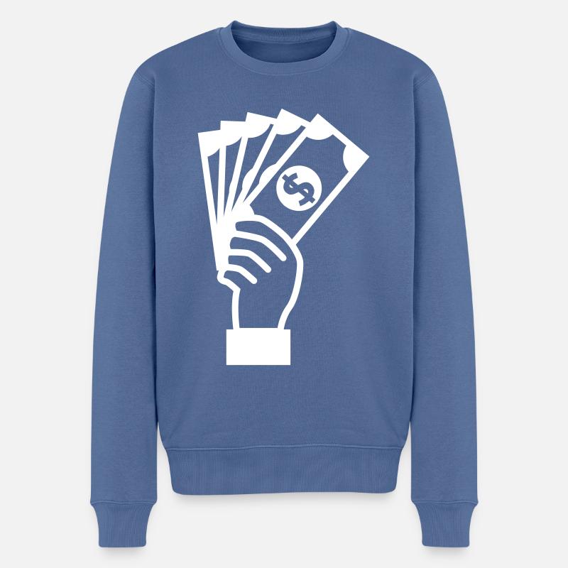 Geld Money silhouette - Männer Premium Bio Pullover - Taubenblau