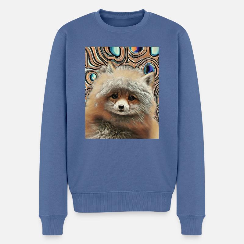 Süße und flauschige Tierbabys - Fuchs - Männer Premium Bio Pullover - Taubenblau