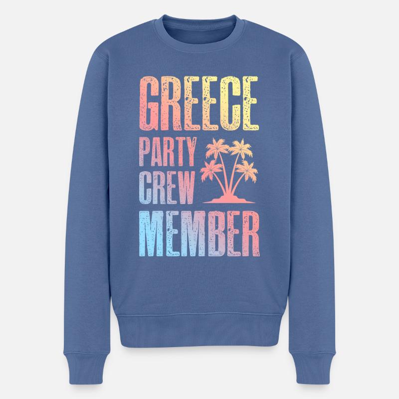 Greece Party Crew - Männer Premium Bio Pullover - Taubenblau