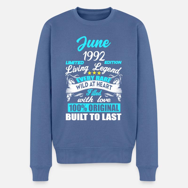 Juni 1992 - 30. Geburtstag Geschenk. Awesome. - Männer Premium Bio Pullover - Taubenblau