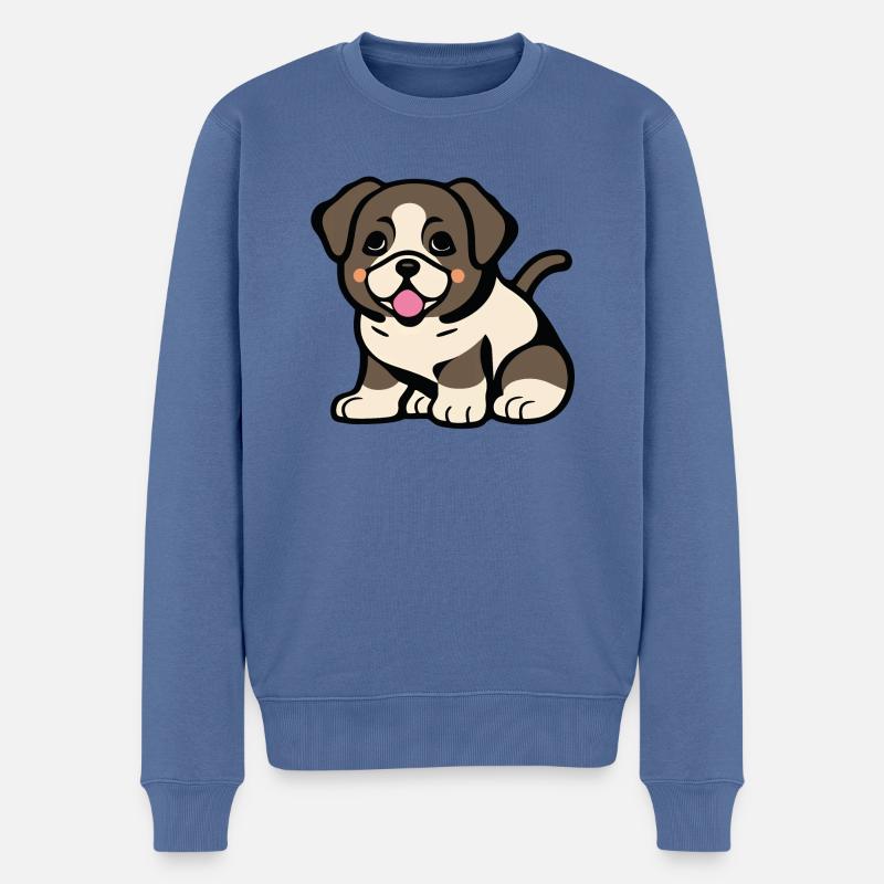Einfach niedliches Hündchen - Männer Premium Bio Pullover - Taubenblau