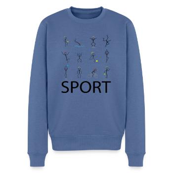 Sport sport sport - Pull Premium bio Homme - bleu pigeon - Devant - Nico (187cm)
