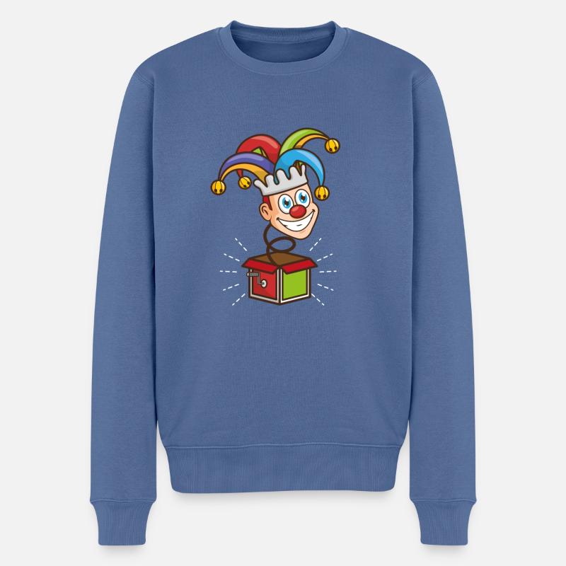 Clown der aus der Box springt - Männer Premium Bio Pullover - Taubenblau