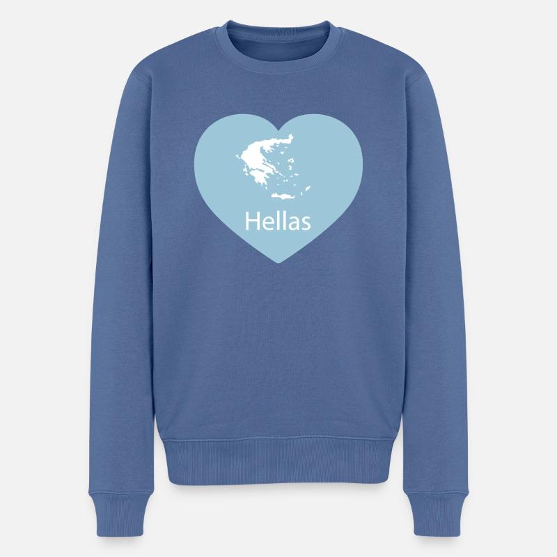 coeur Grèce - Pull Premium bio Homme - bleu pigeon