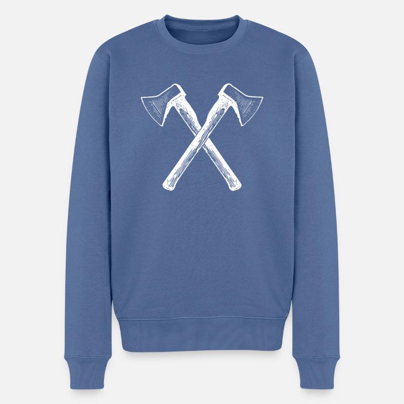 Hache croisée - Pull Premium bio Homme - bleu pigeon
