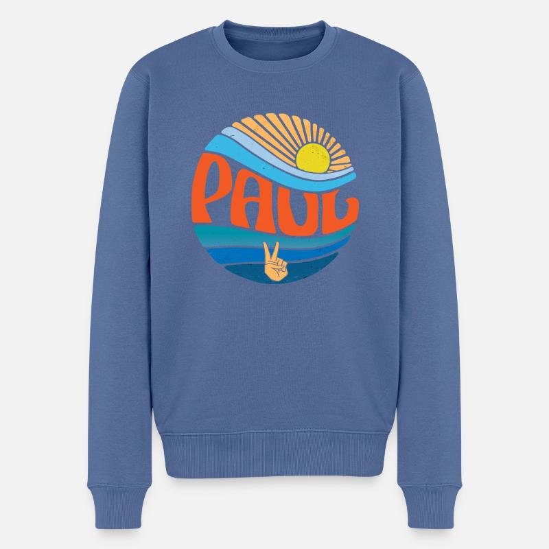 Paul Hemd Vintage Sunset Paul Groovy Tie Dye - Männer Premium Bio Pullover - Taubenblau