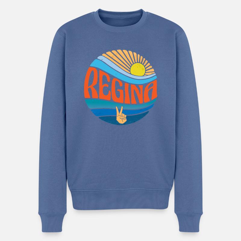 Regina Hemd Vintage Sunset Regina Groovy Tie Dye - Männer Premium Bio Pullover - Taubenblau