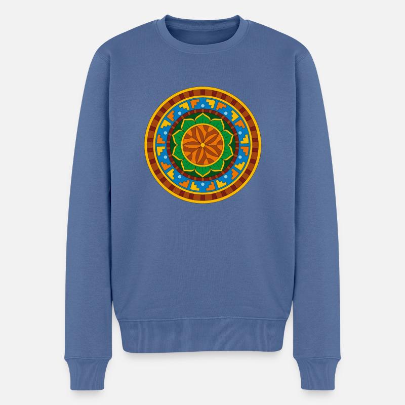 Tribal Mandala - Männer Premium Bio Pullover - Taubenblau