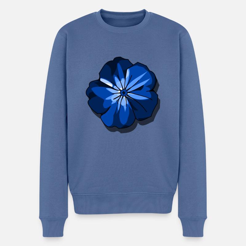 Blaue Blume - Männer Premium Bio Pullover - Taubenblau
