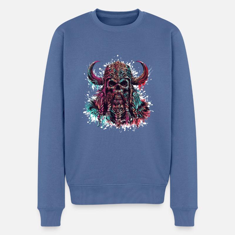 Wikinger Odin Skelett - Männer Premium Bio Pullover - Taubenblau