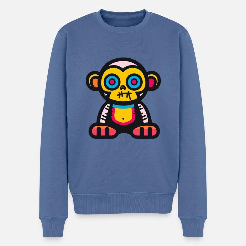 Affe Halloween Tier - Männer Premium Bio Pullover - Taubenblau
