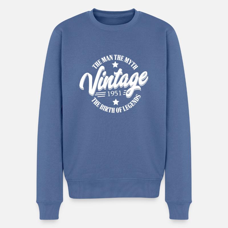 Geburtstag Mann Herren Vintage - Männer Premium Bio Pullover - Taubenblau