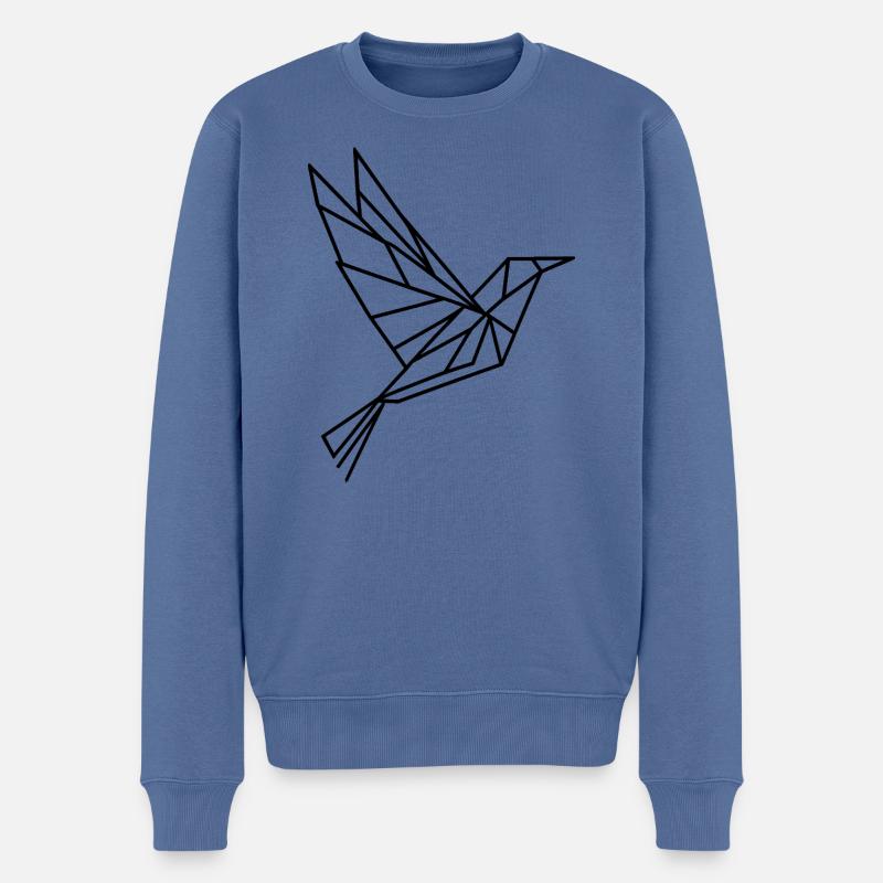Origami-Vogel, Kolibri - Männer Premium Bio Pullover - Taubenblau
