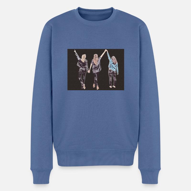 Design drei Freundinnen im Popart-Stil dunkel - Männer Premium Bio Pullover - Taubenblau