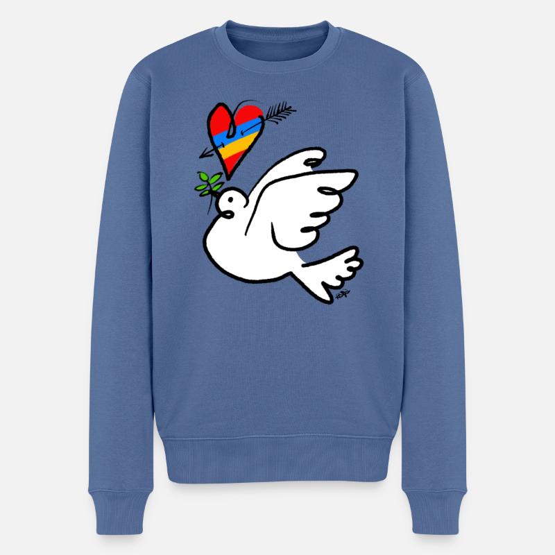 Friedenstaube, Ukraine - Männer Premium Bio Pullover - Taubenblau