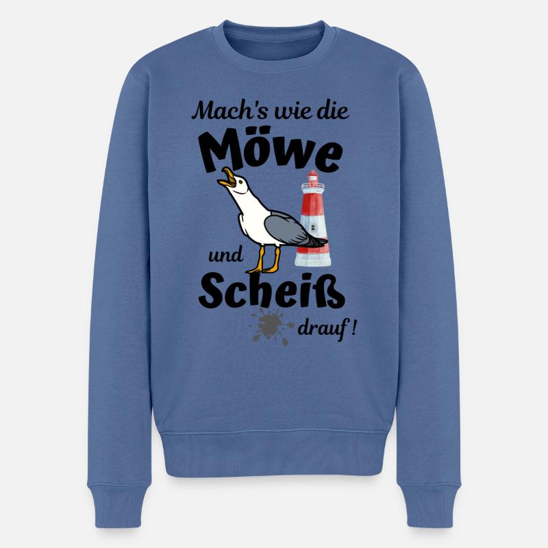 Mach's wie die Möwe und Scheiß drauf - Ostsee Fun - Männer Premium Bio Pullover - Taubenblau