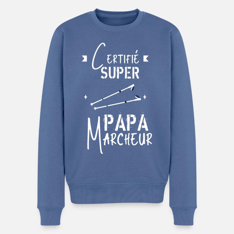 Super papa marcheur - Pull Premium bio Homme - bleu pigeon