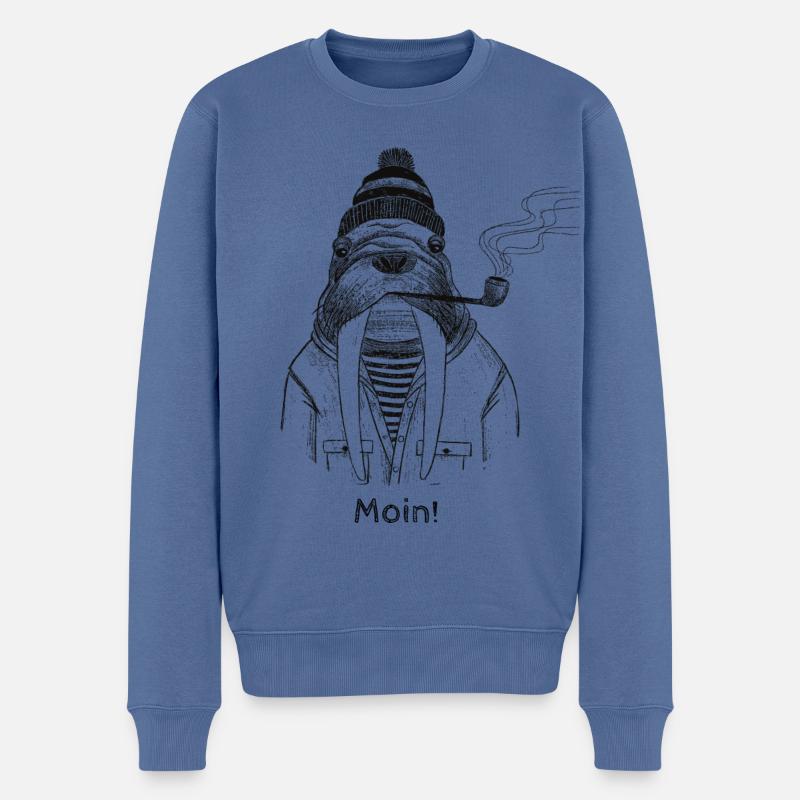 Moin Käpt‘n, alles in Butter aufm Kutter?! - Männer Premium Bio Pullover - Taubenblau