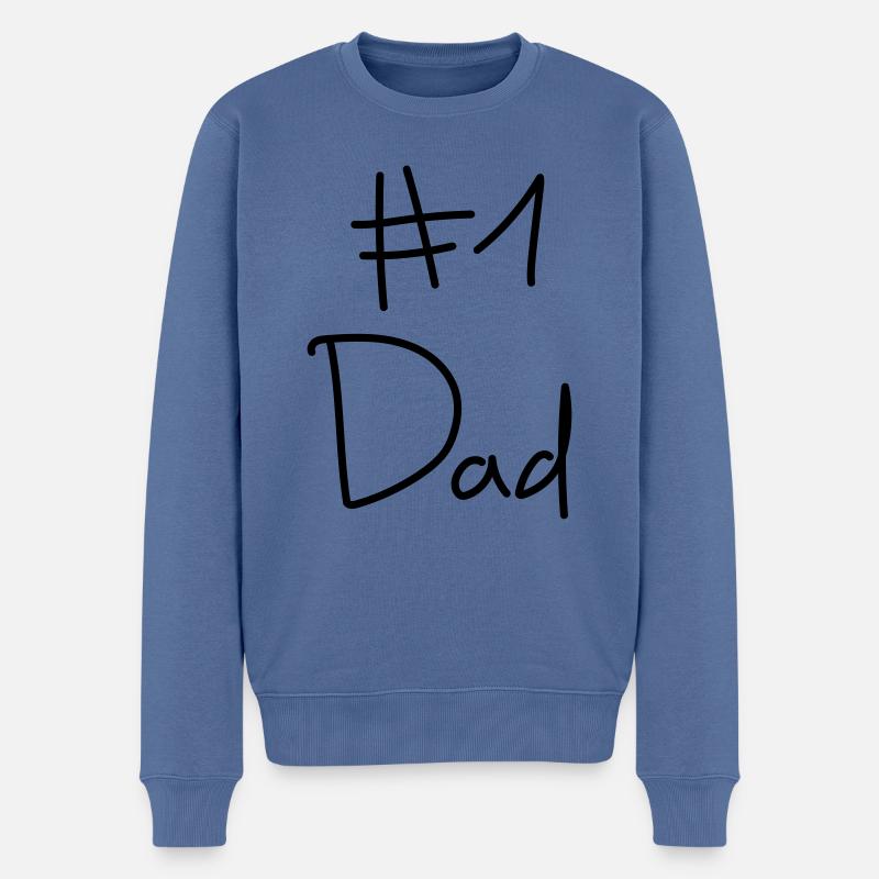 #1 Dad - Bester Vater - Männer Premium Bio Pullover - Taubenblau