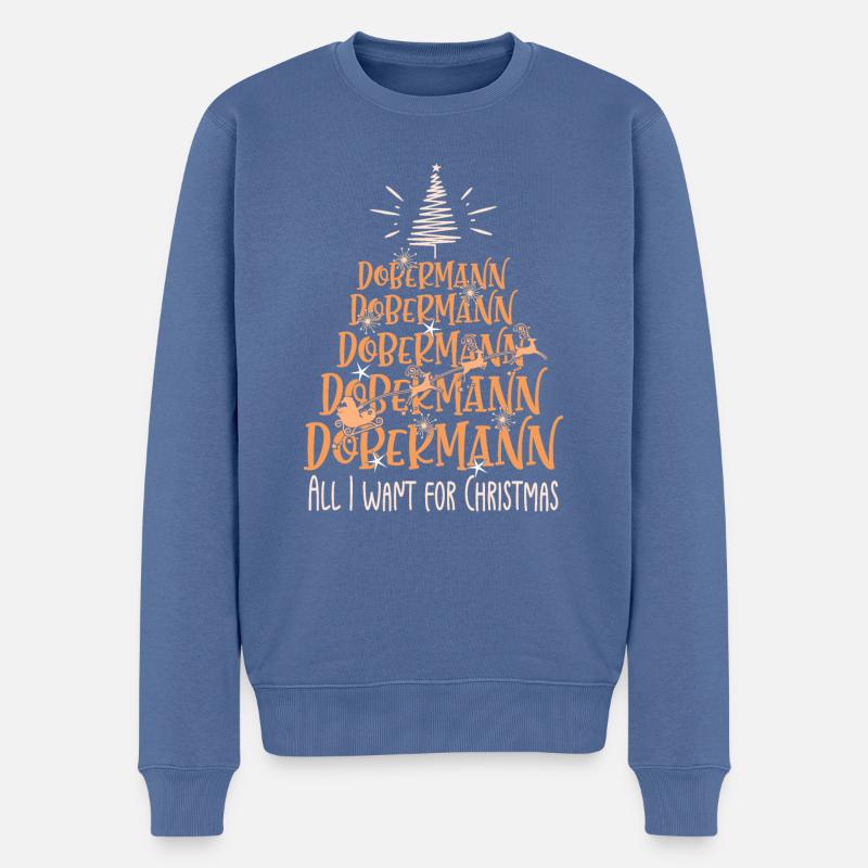 Dobermann Hund Weihnachten Hunderasse - Männer Premium Bio Pullover - Taubenblau