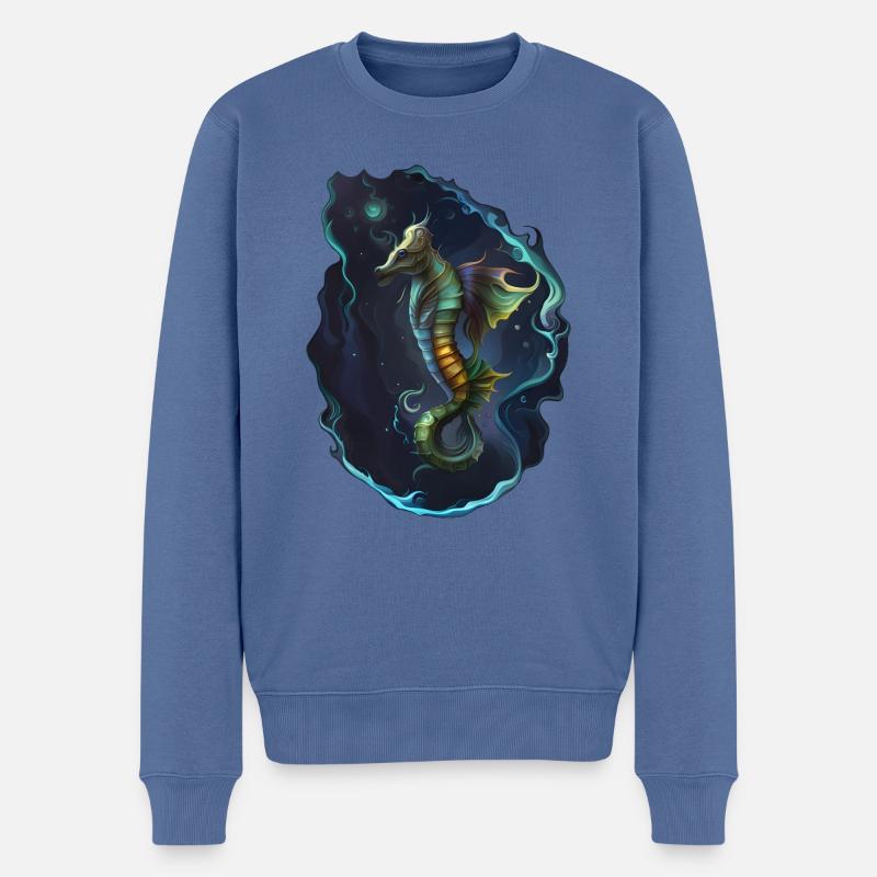 Seepferdchen von Mayotte - Männer Premium Bio Pullover - Taubenblau