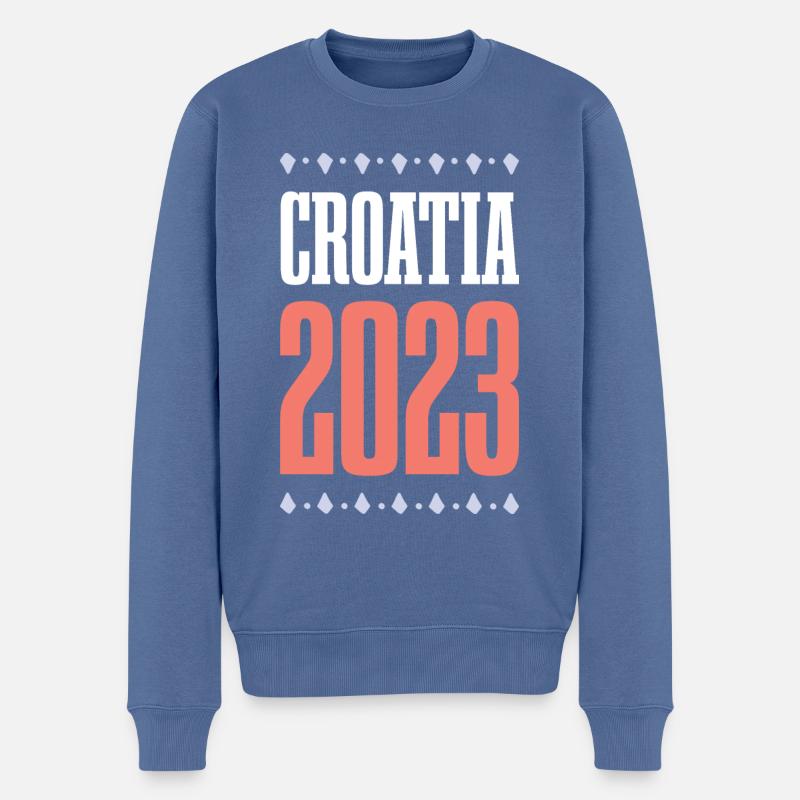 Croatia 2023 - Männer Premium Bio Pullover - Taubenblau
