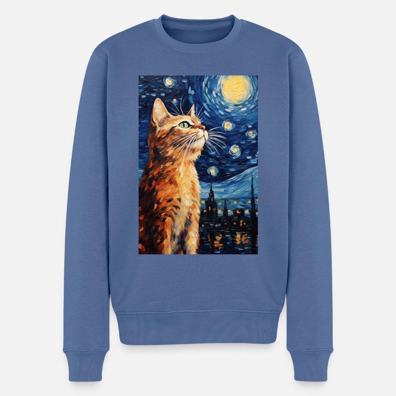 Katze - Männer Premium Bio Pullover - Taubenblau