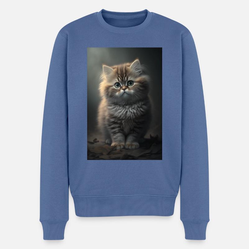 Chat - Pull Premium bio Homme - bleu pigeon