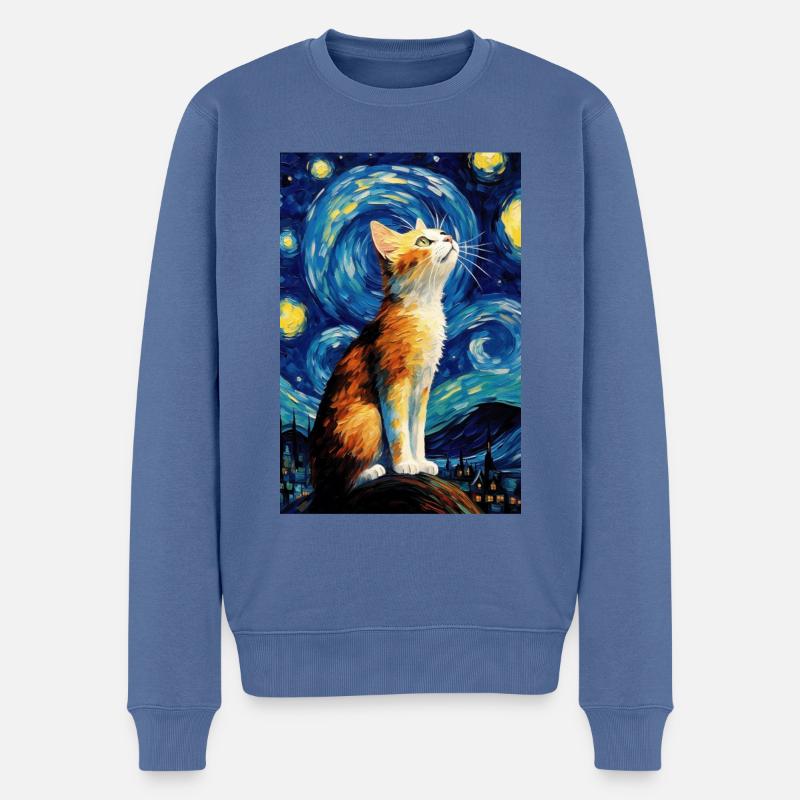 Chat - Pull Premium bio Homme - bleu pigeon