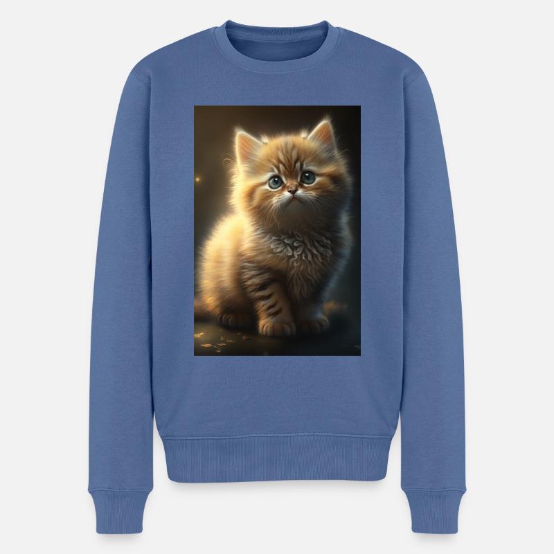 Katze - Männer Premium Bio Pullover - Taubenblau