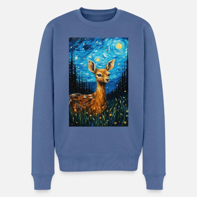 Reh - Männer Premium Bio Pullover - Taubenblau