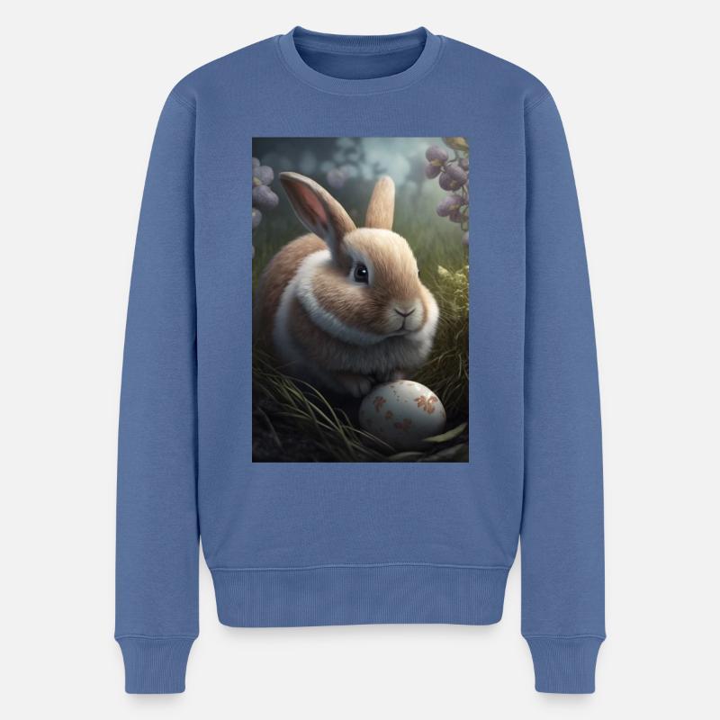 Hase - Männer Premium Bio Pullover - Taubenblau