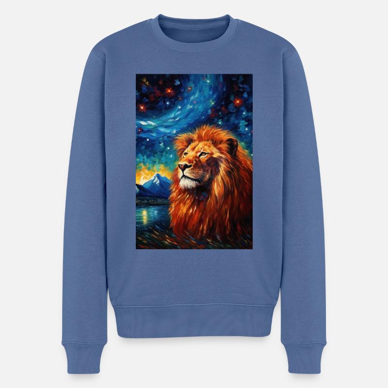 Löwe - Männer Premium Bio Pullover - Taubenblau