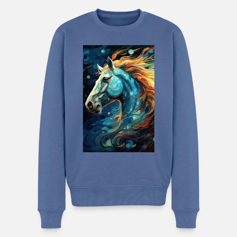 Cheval - Pull Premium bio Homme - bleu pigeon