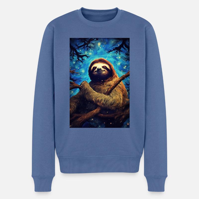 Faultier - Männer Premium Bio Pullover - Taubenblau