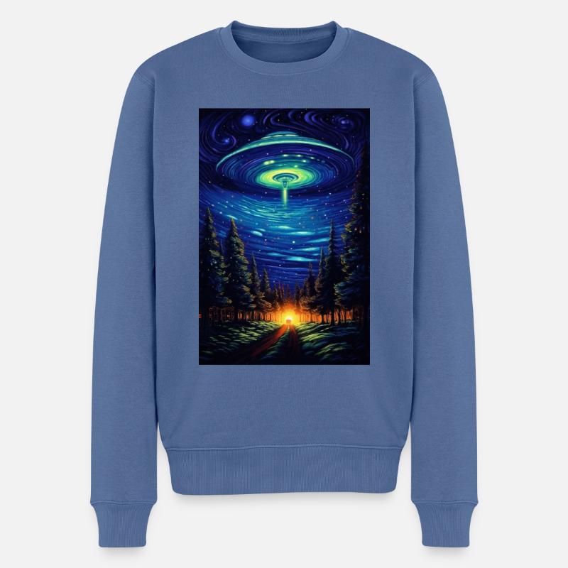 UFO - Männer Premium Bio Pullover - Taubenblau