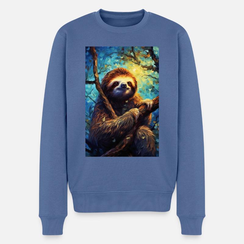 Faultier - Männer Premium Bio Pullover - Taubenblau