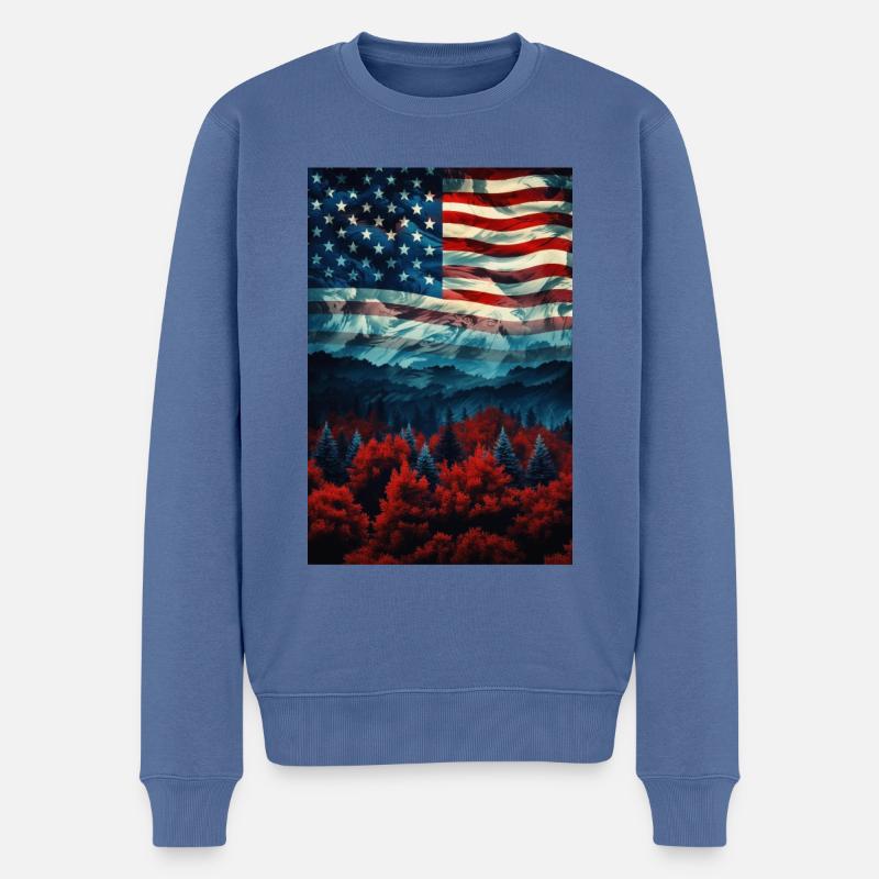 USA - Männer Premium Bio Pullover - Taubenblau