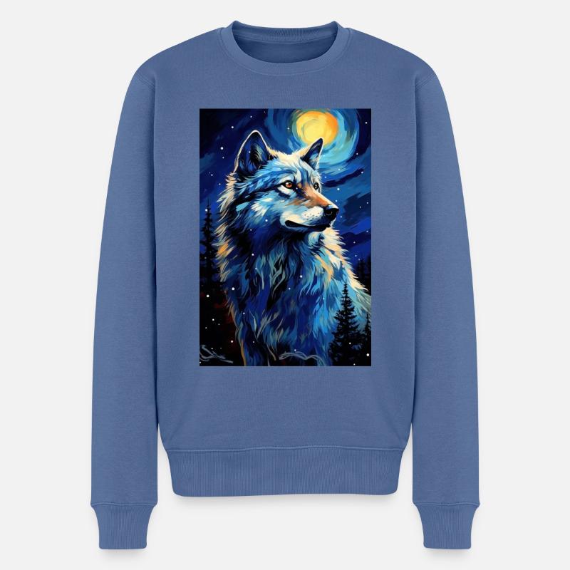 Wolf - Männer Premium Bio Pullover - Taubenblau