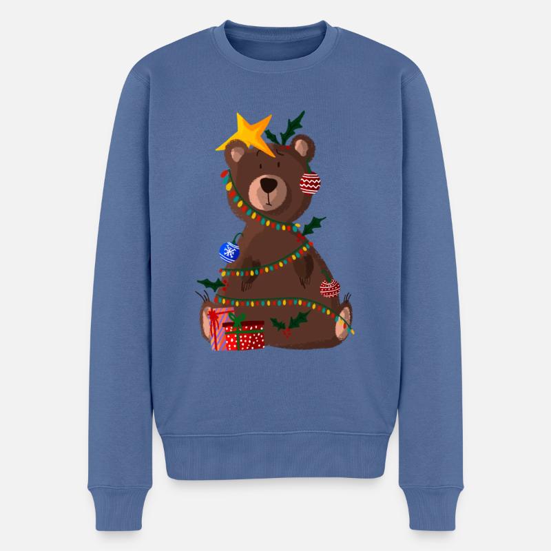 Bärenbaum - Männer Premium Bio Pullover - Taubenblau