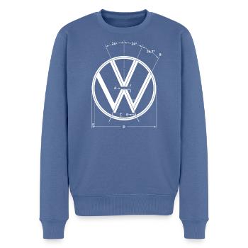 Volkswagen Blaues VW Logo Als Konstruktionsgrafik - Männer Premium Bio Pullover - Taubenblau - Vorne - Nico (187cm)