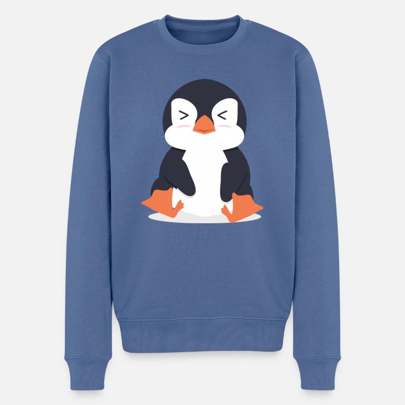 Pinguin - Männer Premium Bio Pullover - Taubenblau