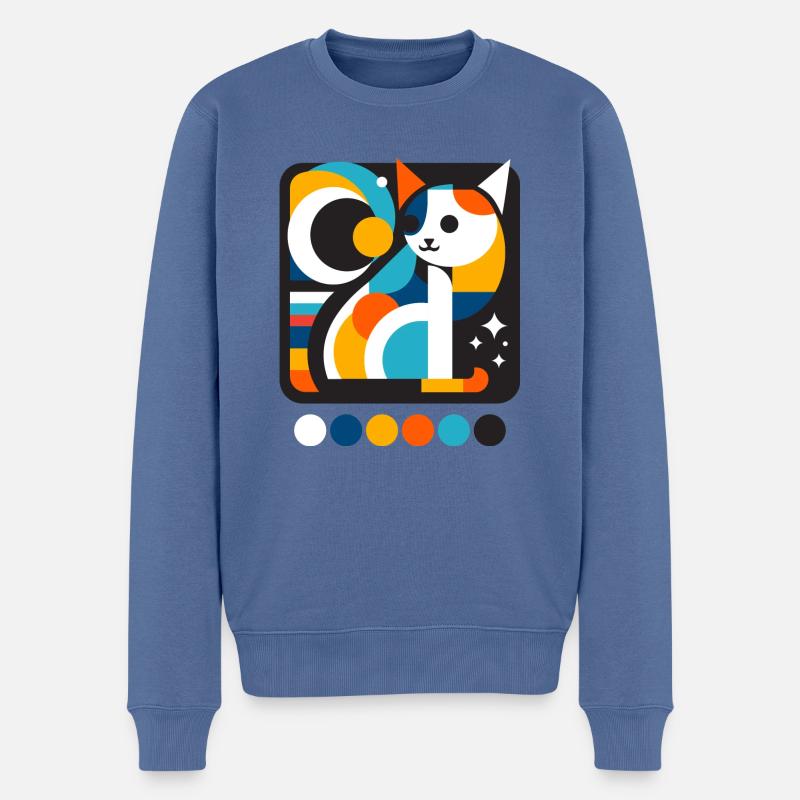 Chat - Pull Premium bio Homme - bleu pigeon