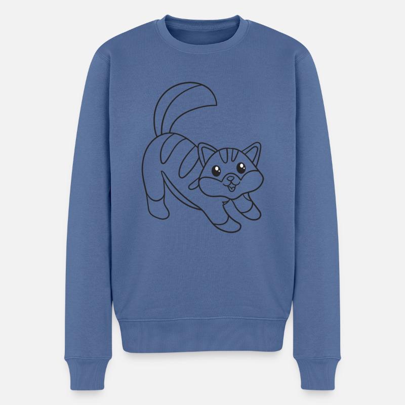 Katze, Kätzchen, süß, Geschenk, Geschenkidee - Männer Premium Bio Pullover - Taubenblau