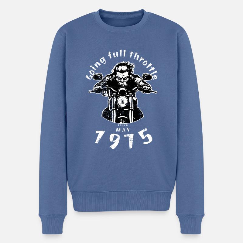 50. Geburtstag Going full throttle since 05/1975 - Männer Premium Bio Pullover - Taubenblau